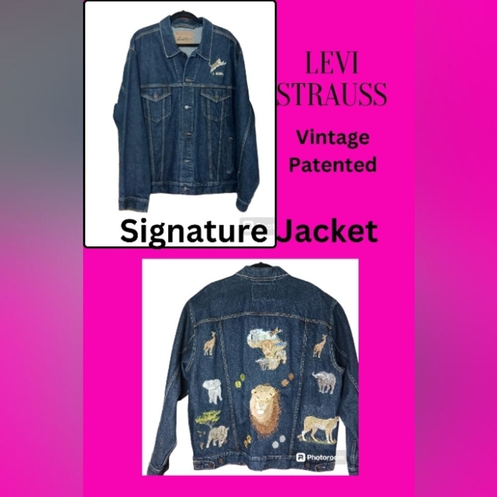 Levi Strauss Denim Jacket Vintage Signature Long Sleeve with Patches Unisex 2X